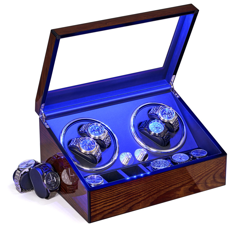 Laydon 13.4" Watch Display Box Automatic Rotation 4+6 Watch Winder Box