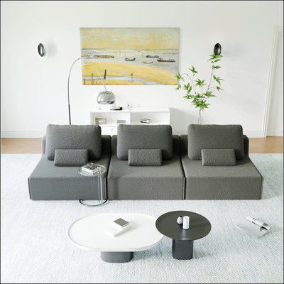 Oversized Modular Sectional Sofa, Luxury Boucle Floor Couch Set, Convertible Compressed Couch For Living Room, Free Combination