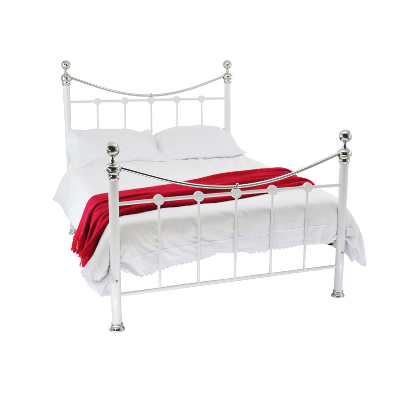 Cambridge Metal Storage Bed, White/Chrome, Kingsize (5')