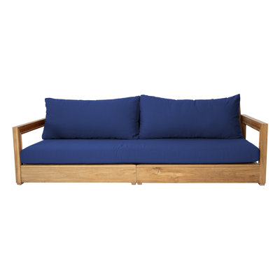 Crelake 107'' Wide Rectangular Teak Patio Sofa with Sunbrella® Cushions
