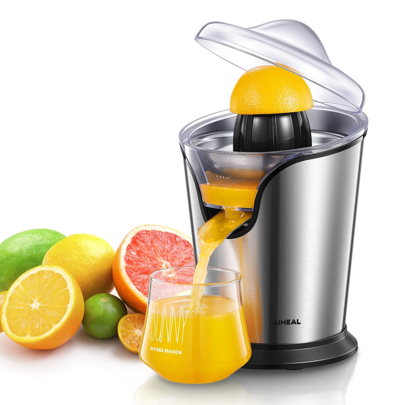 Electric Stainless Steel Citrus Juicer with Interchangeable Cones
