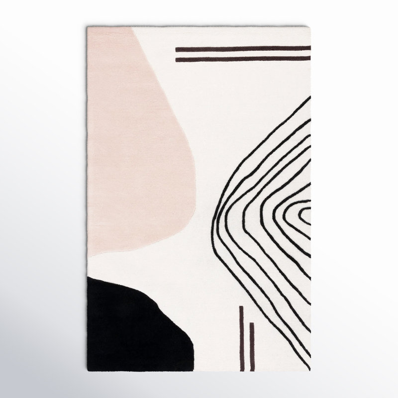 Tapis ivoire / rosé en laine touffeté à la main Arabelle, Rectangle de 2 pi x 3 pi