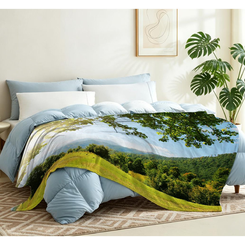 Jeté en flanelle verte ultra douce, impression majestueuse d'un seul côté, Throw 50" x 60"