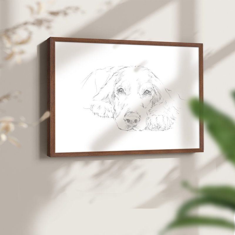 Lazy Dog II - Impression encadrée - Restickable, H 8 po x l 10 po, Noyer