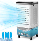 Climatiseur portatif, climatiseur portatif avec 4 sacs de glace pour une pièce jusqu'à 215 pieds carrés, avec télécommande, minuterie 12H, gris et blanc
