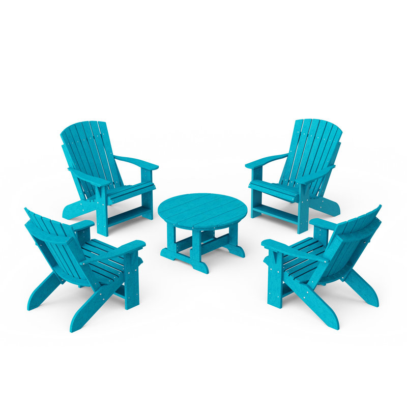 Ensemble de conversation de chaise Adirondack 5 pièces Heritage, Bleu