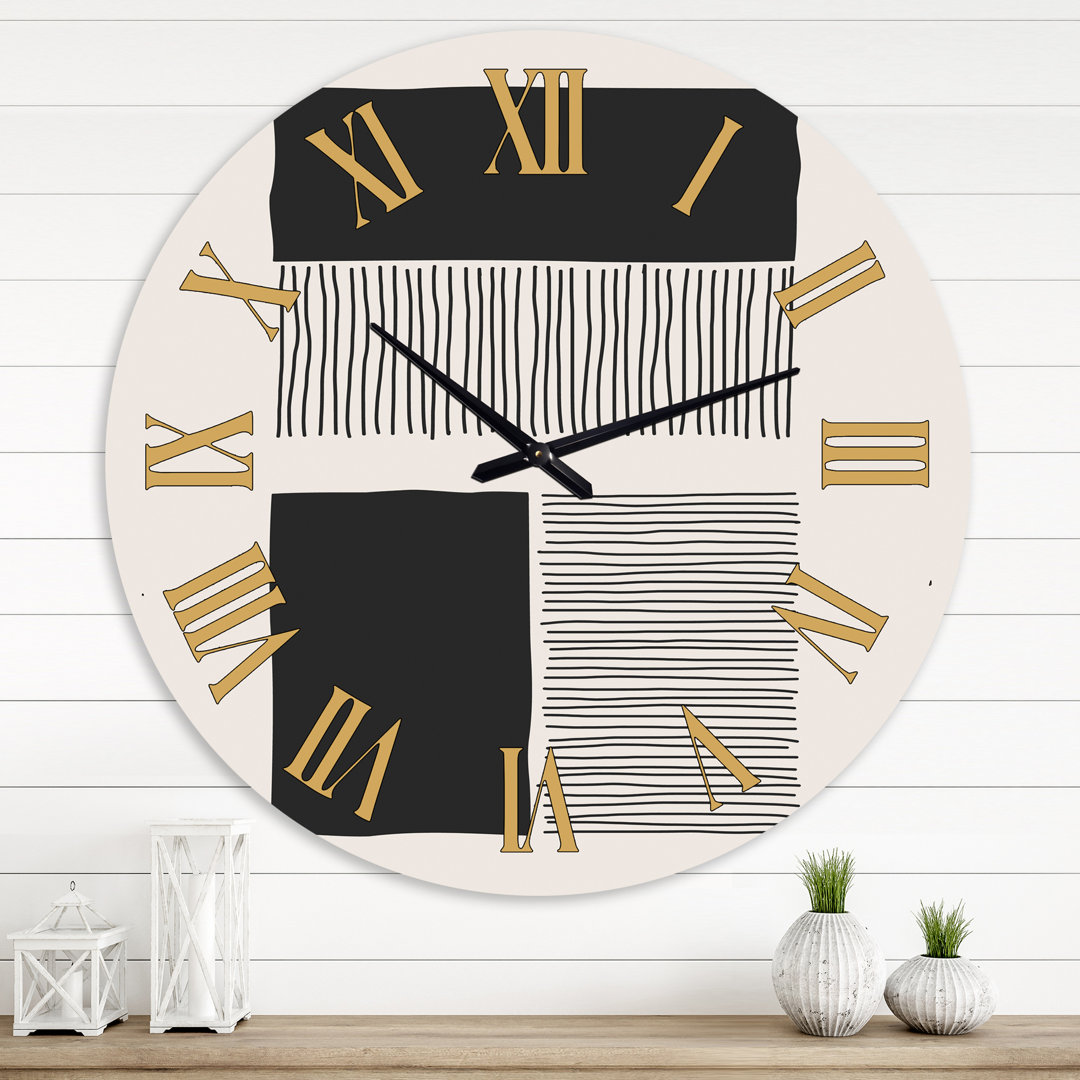 Minimal Geometric Lines and Squares VII - Modern wall clock East Urban Home 