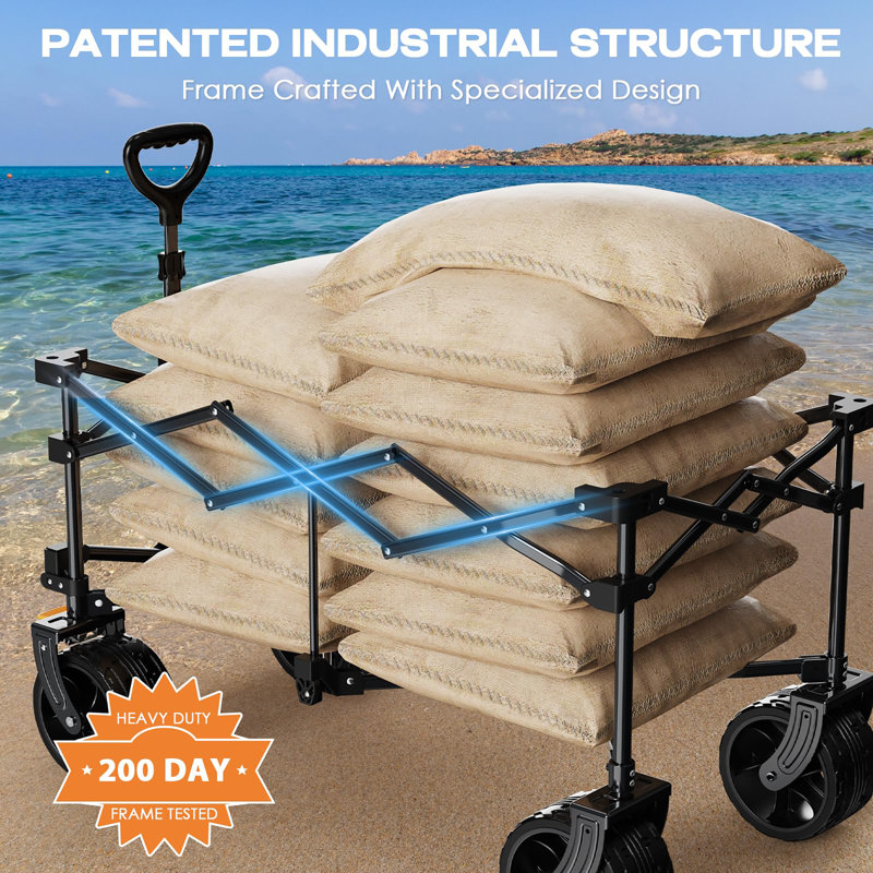 Chariot pliable 140L, Noir