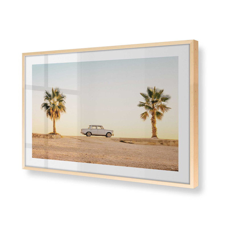 Imprimé coucher de soleil, Érable brut encadré, H 13 po x l 17 po x P 1,25 po