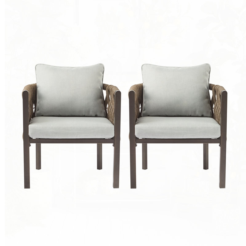 2-Pieces Outdoor Metal Patio Club Chair
