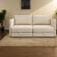 Canapé d'angle avec rangement, canapé-lit 2 places en tissu, canapé deux places beige moderne pour la maison