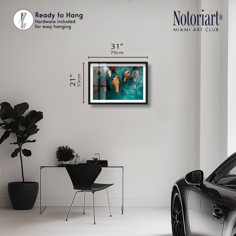 «Herd in the Deep I», reproduction d'art encadrée par Notoriart, cadre noir, 30 x 20, H 21 po x l 31 po, Cadre noir