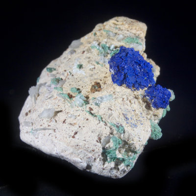 Azurite and Cerussite with Malachite Miniature - Bou Beker Mine, Morocco
