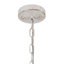 Lustre tambour 4 lumières blanchies à la chaux avec feuille de palmier et abat-jour en tissu