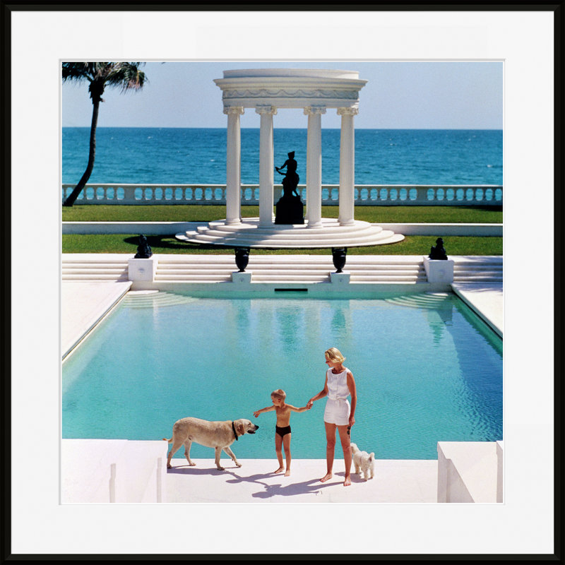 Nice Pool Print by Slim Aarons, 25" H x 25" W x 1.75" D, Black Framed Paper