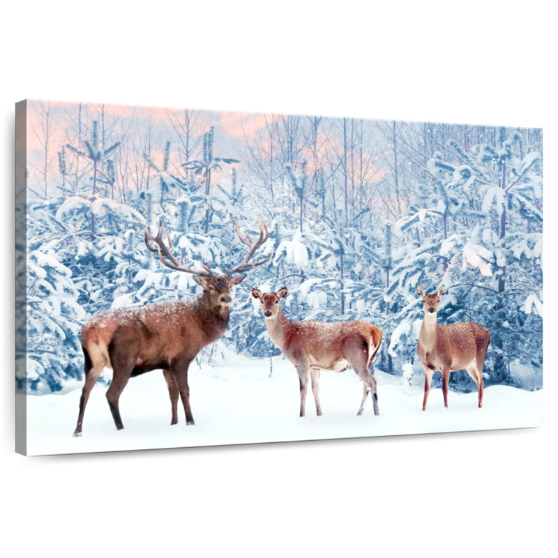 Brampt Deer In Winter, 30" H x 45" W