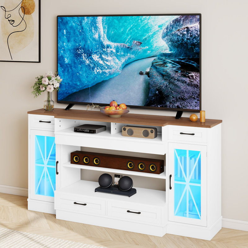 Meuble télé 70 po avec porte en verre