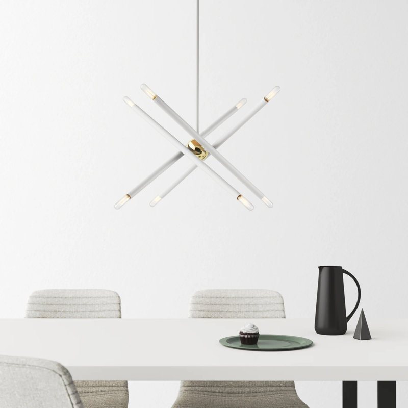 Poco 8 Light Metal Dimmable Sputnik Chandelier, White