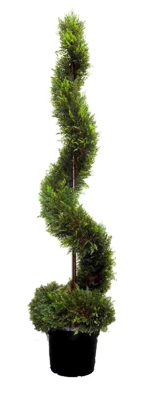 Cypress artificiel en spirale topiaire en pot
