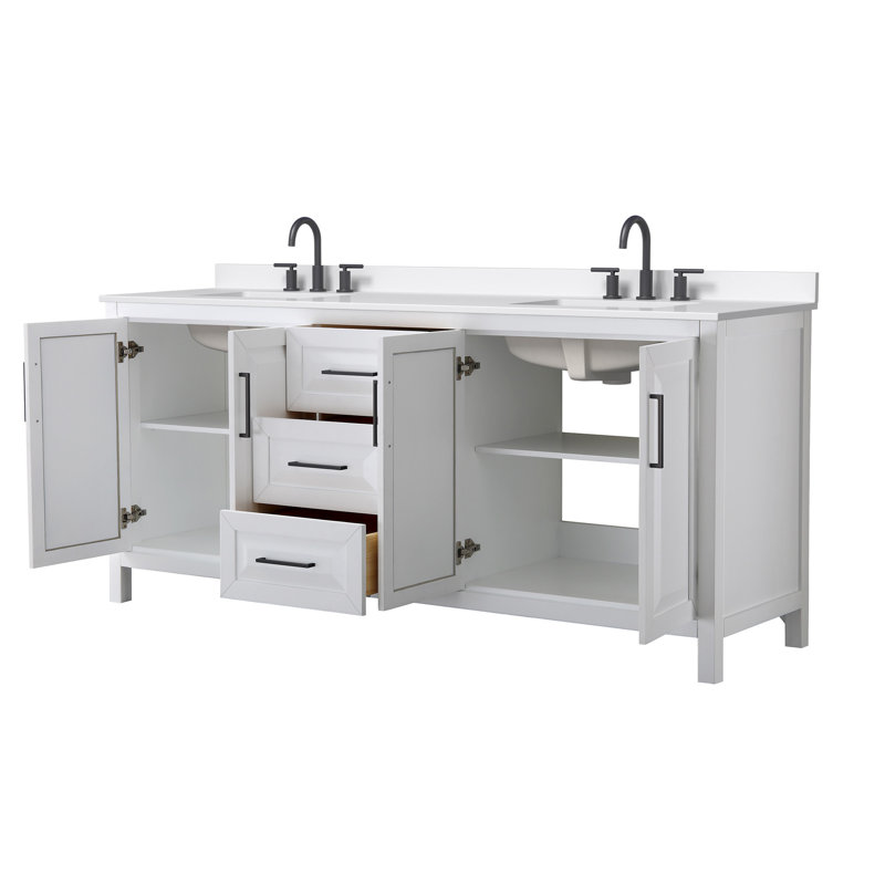 Daria 80'' W Vanity, White, Matte Black, Giotto Quartz