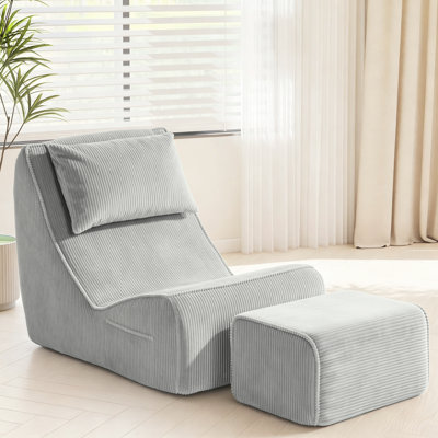 Chaise Lounge Chair with Ottoman,Accent Recliner Chair with Washable corduroy Cover for Bedroom, Living room, No Assembly Required