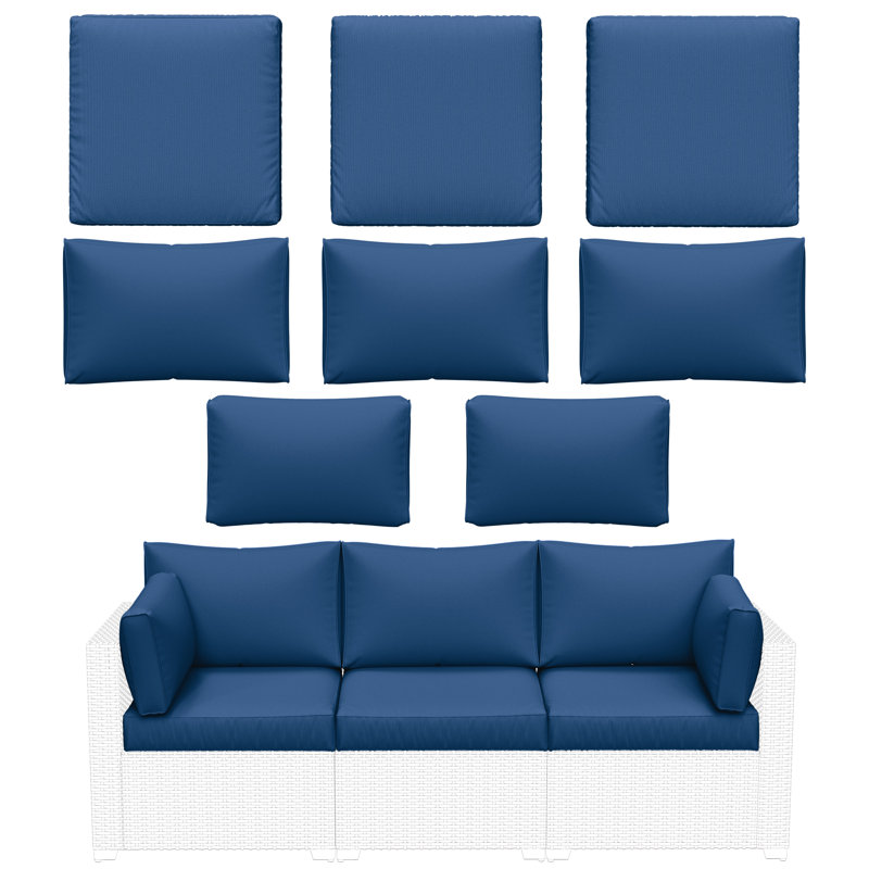 Ensemble de 8 coussins d'extérieur pour coussins 8 pièces, Bleu