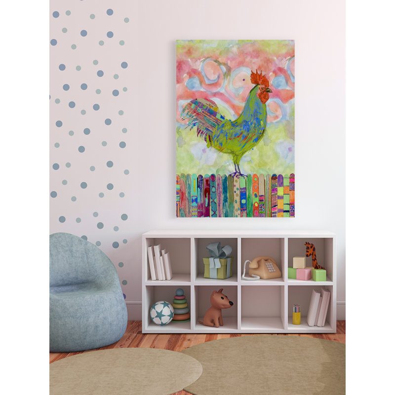 Dasilva Rooster On A Fence I - Painting on Canvas, 152cm H x 101cm W