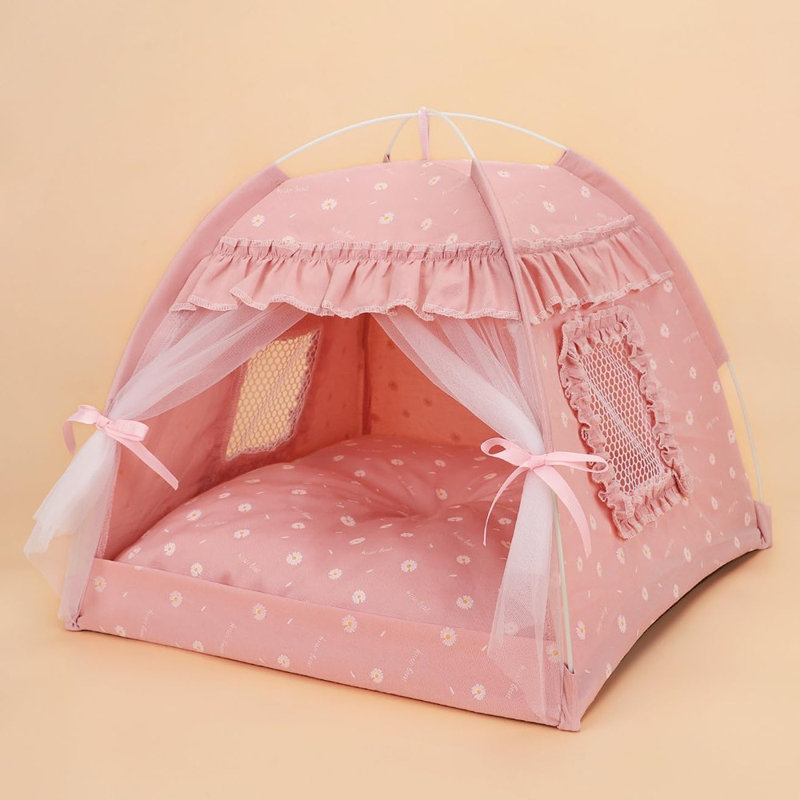 Tente de lit pour chat Maison de chien pour l'extérieur, Très petit format: L 16 po x l 14 po, Rosé