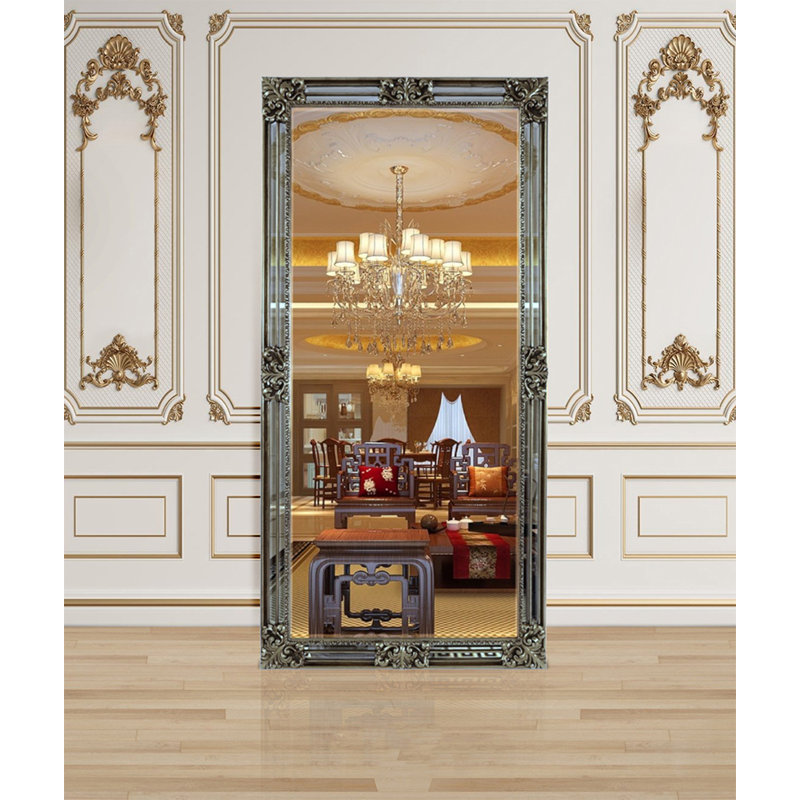 Solid Wood Rectangle Mirror, Silver