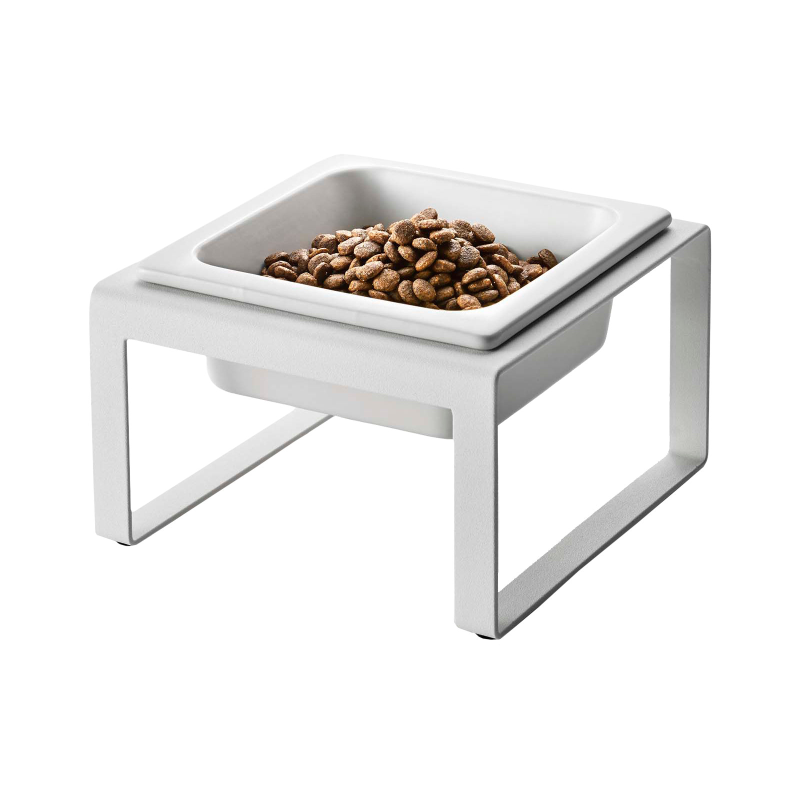 Steel and Ceramic Elevated Feeder, White