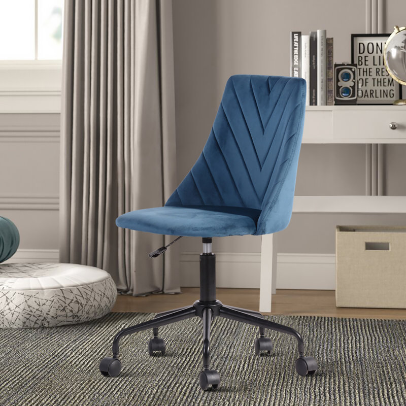 Heider Velvet Office Chair, Blue