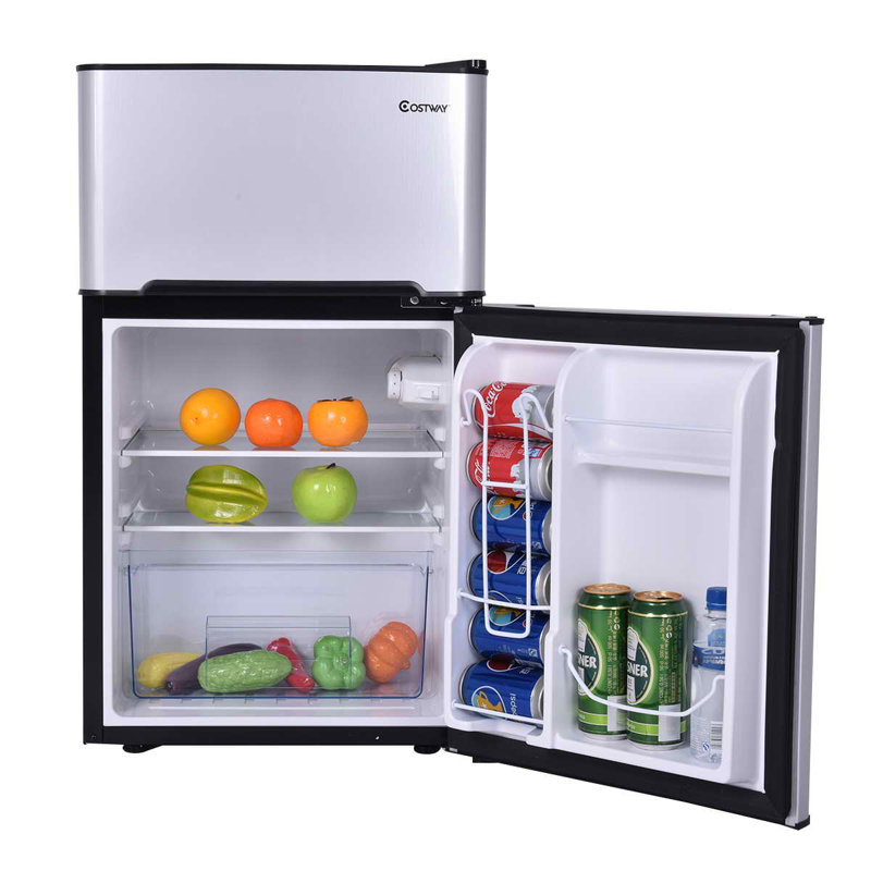 Costway 3.2 Cu Ft Compact Gray Refrigerator with Freezer