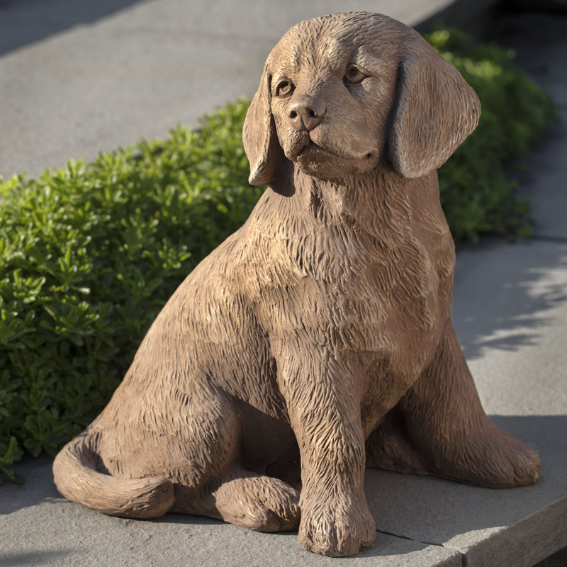 Retriever Puppy Statue, Travertine