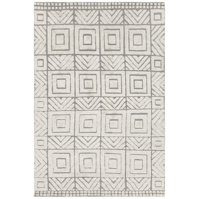 Genna Hand-Knotted White/Gray Area Rug