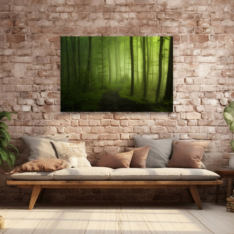 " Misty Forest Path Dramatic Mystical Peaceful Forest Landscape Wall Art Print " by Norbert Maier, 40" H x 60" W