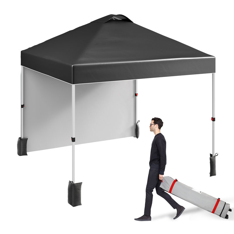 10 x 10 pi Tente escamotable avec sac à roulettes, protection UV imperméable Oxford, hauteur réglable, Gris