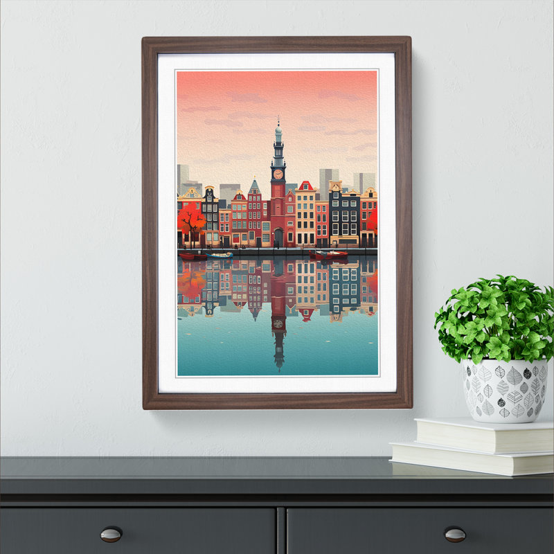 Amsterdam Minimalism No.2 1 Piece Single Picture Frame Wall Art, 64cm H x 46cm W x 2cm D, Walnut