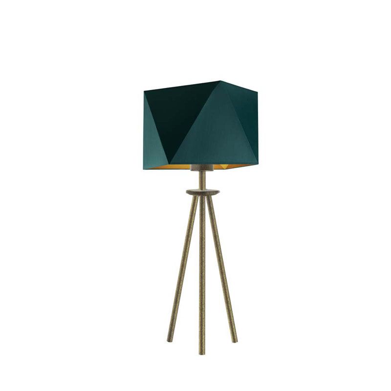 Emmly Metal Tripod Lamp, Old Gold, Navy Green