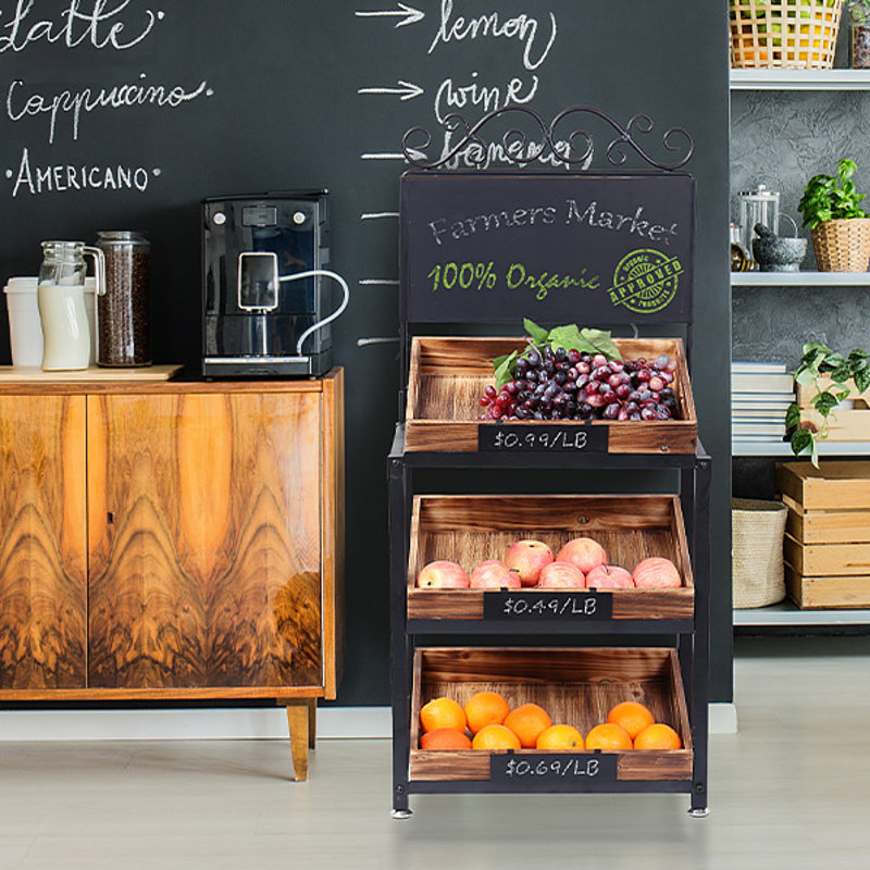 Briehn Storage Shelving Unit with Chalkboard and 3 Tiered Large Tray