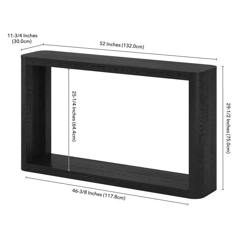 Kellan 52" Wide Rectangular Console Table, Black