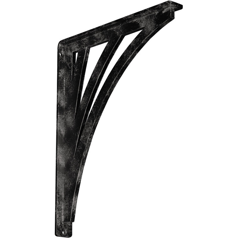Support en fer forgé Nevio, H 15 po x l 1,5 po x p 12 po, Argenté antique chaleureux