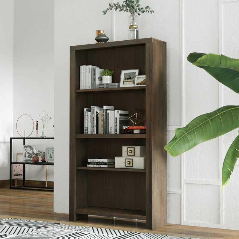 Columbia Bookcase, No Assembly Required, Brown, (4 Shelves) 60.09"H x 32.09"W x 10.09"D