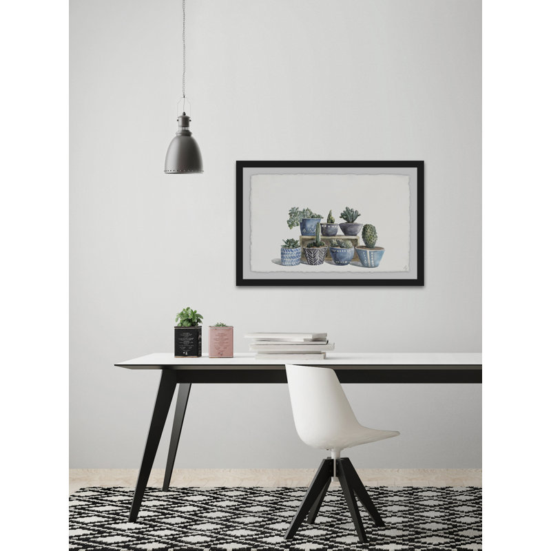 Patterned Pots - Single Picture Frame Painting, 30 cm H x 46 cm W x 3.81 cm D