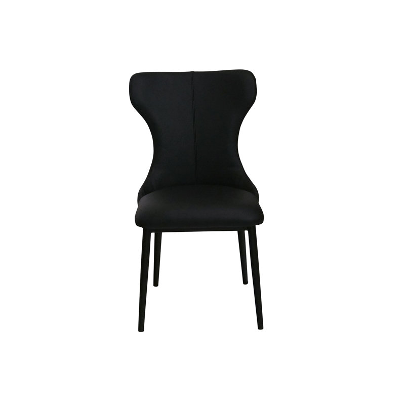Chaise rembourrée en cuir Ihno, Noir