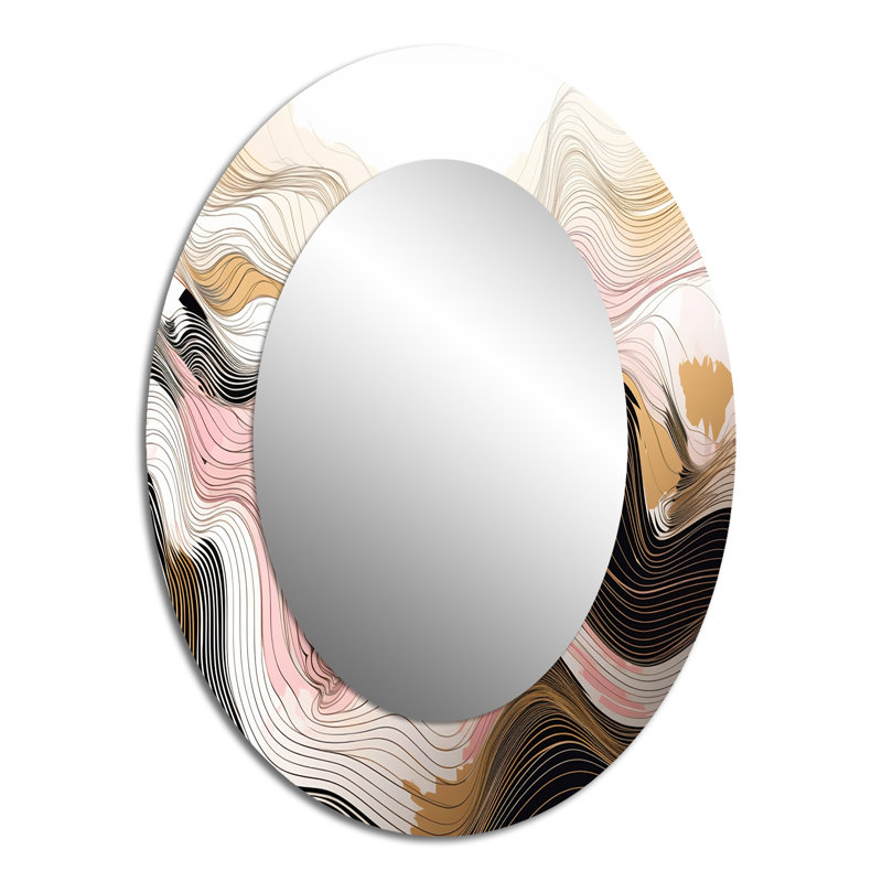 Exploring Abstracted Lines V - Modern Oval Wall Mirror, 40" x 30"