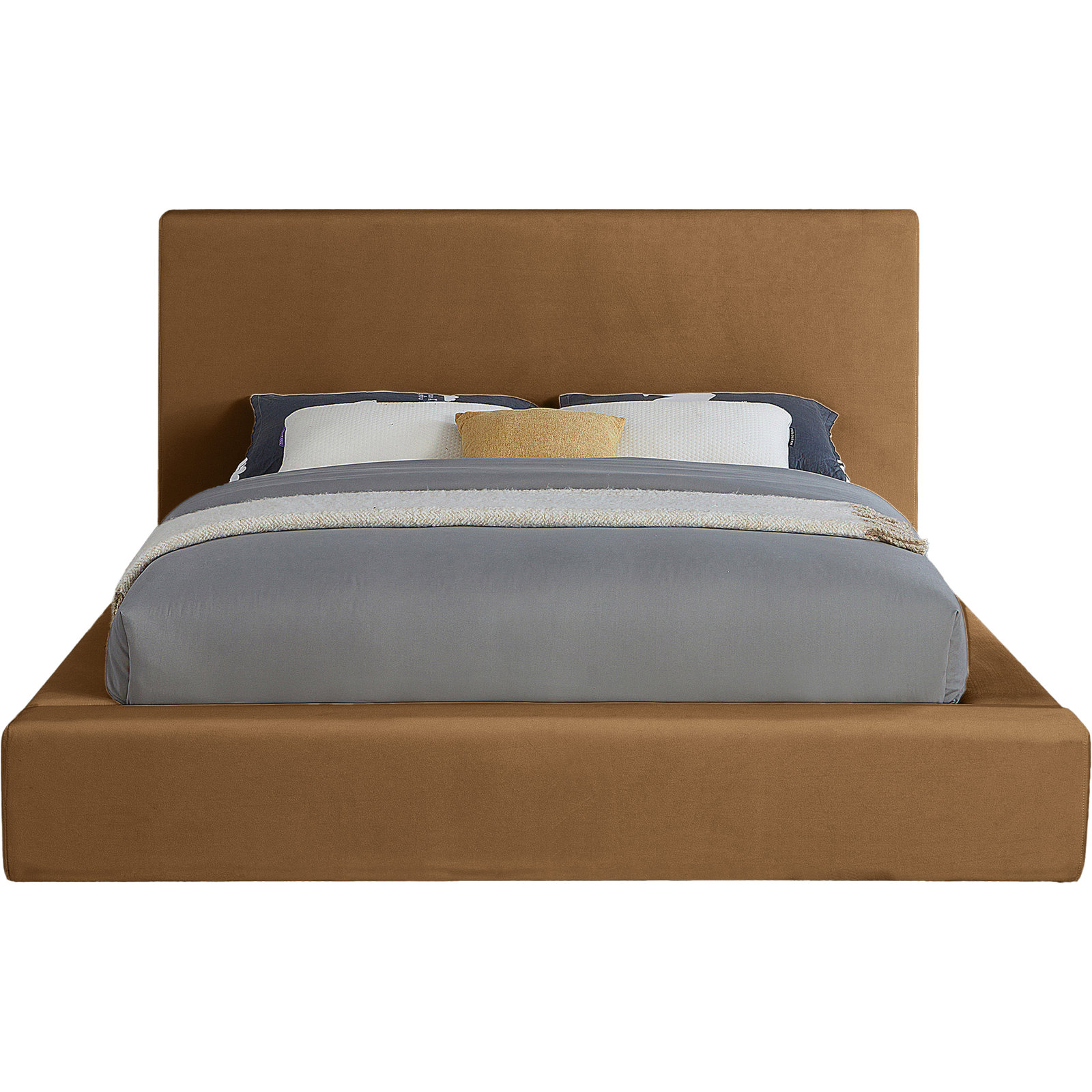 Ishia Upholstered Platform Bed, King, Saddle Velvet