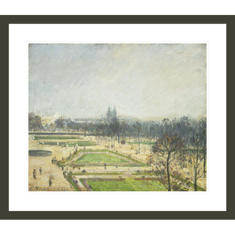 «The Tuileries Ponds Mist» par Camille Pissarro, impression giclée sur cadre, H 23,5 po x l 26,98 po