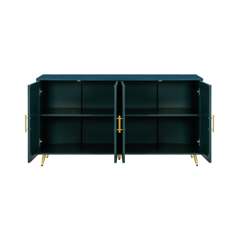 Meuble télé avec armoire de rangement et design classique - bleu marine avec finition bleue