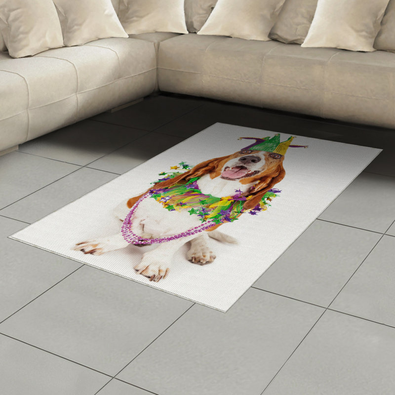 Mardi Gras High Density Long Fiber Poly Threads Decorative Area Rug Carpet, Rectangle 4' x 5'8"