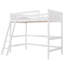 Lit mezzanine simple en bois massif avec échelle (blanc)-361780015